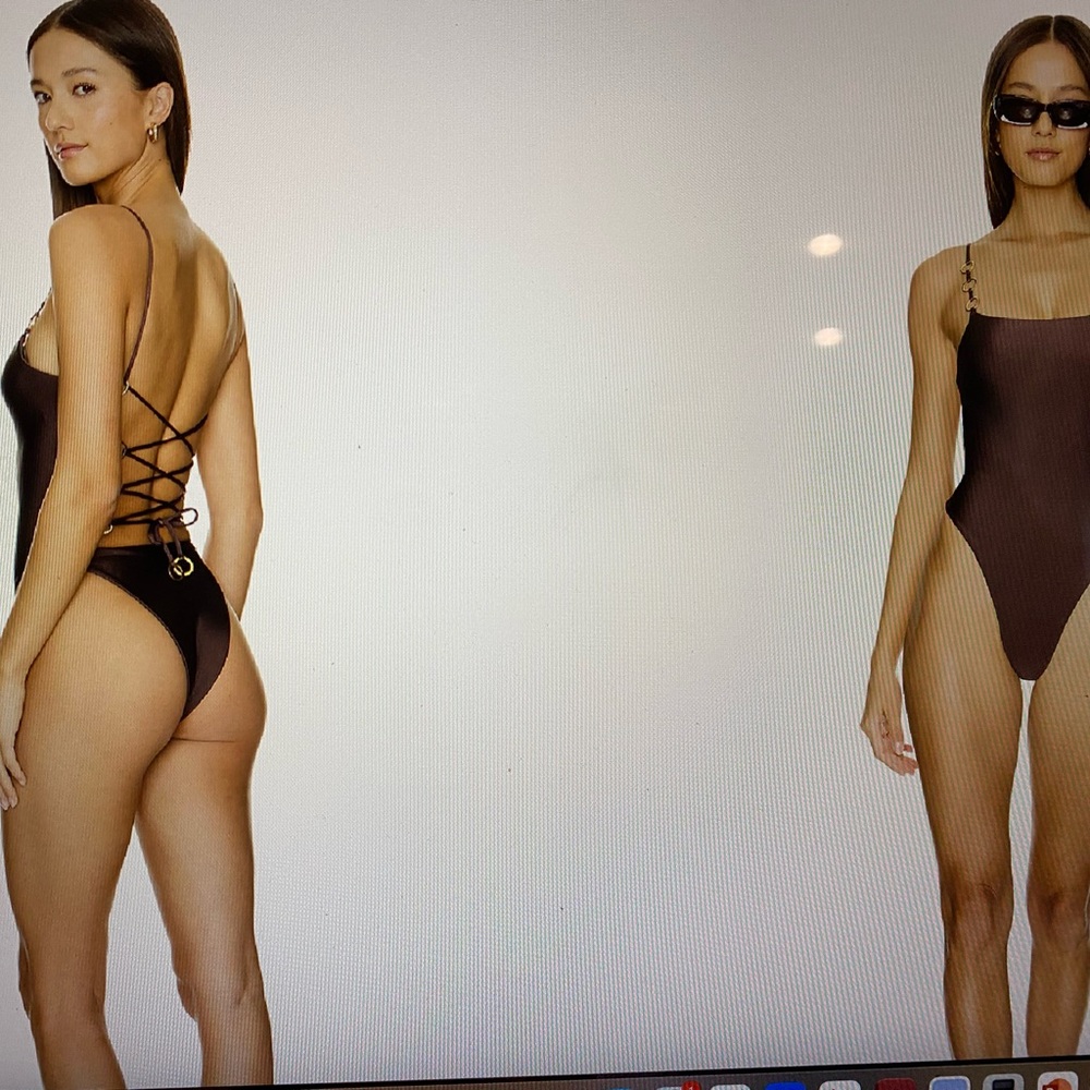 BNWT Sophisticated Lace-Up Brown One-Piece Swimsuit